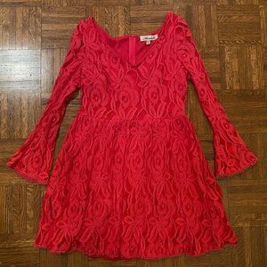 Francesca’s Collections Lace Long Sleeve V-Neck Dress
